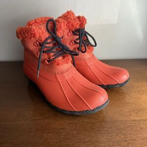 Sperry Womens Saltwater Alpine Snow Boots Sz 8.5 M Orange STS87511
